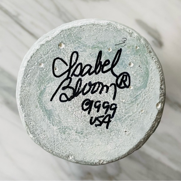 Isabel Bloom•Vintage 1999•Cast Concrete• Frosted Blue/Green•Iris Vase w/Insert🌼 - Picture 4 of 12